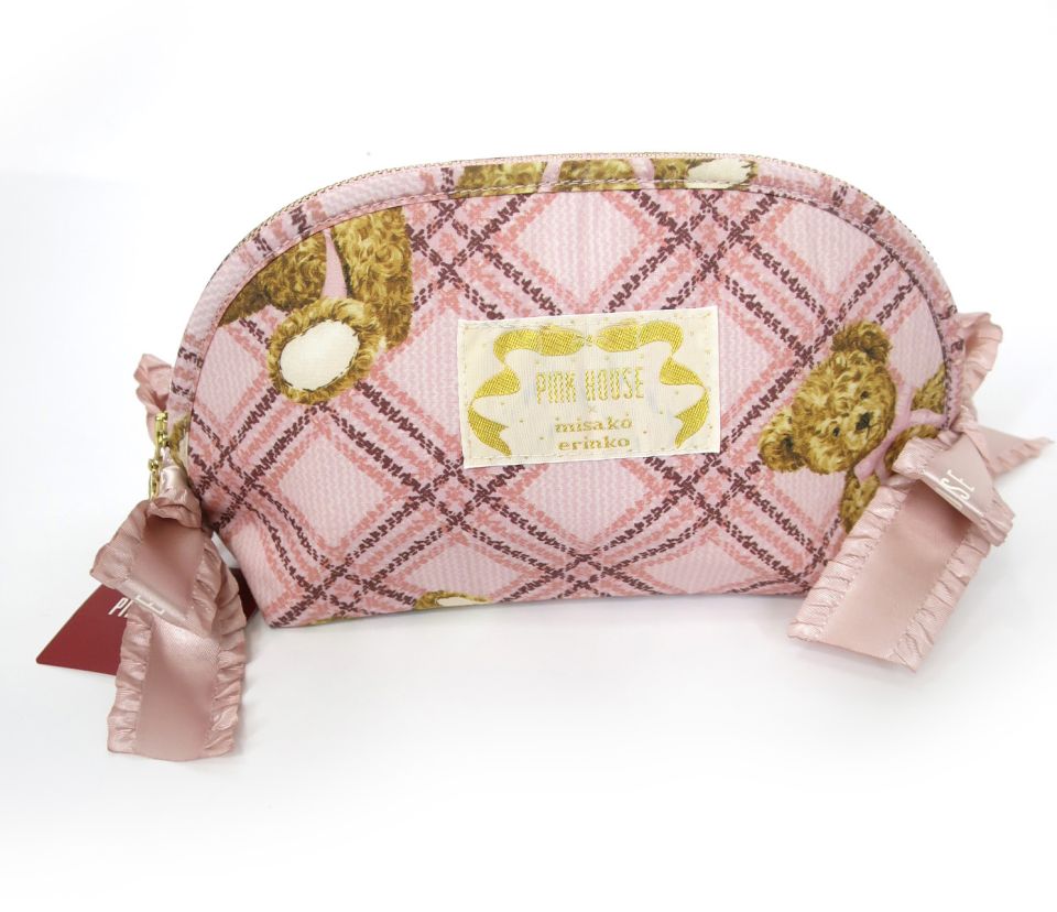 PINK HOUSE × MISAKO&ERINKO ベア＆チェック柄ポーチ