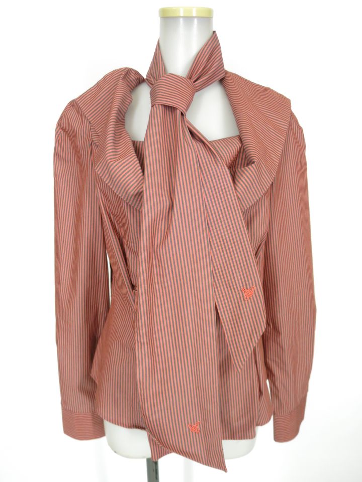 Vivienne Westwood RED LABEL ボウタイ襟ストライプ柄ブラウス