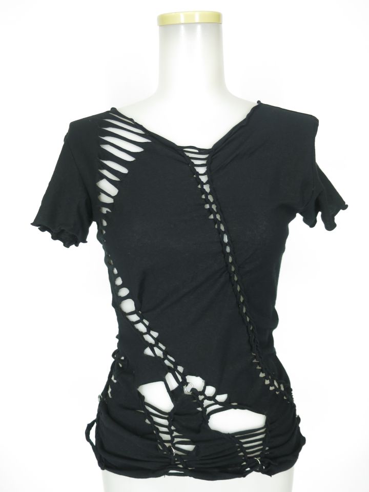 PRESENCE! 編み込みデザイン半袖カットソー