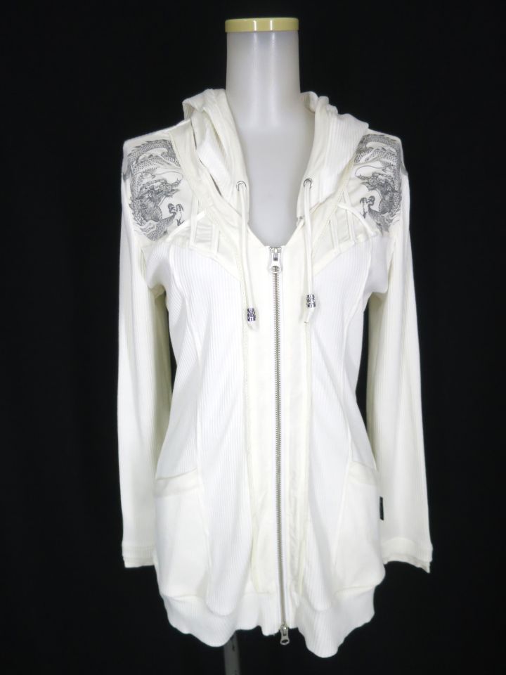 Ozz Croce 龍プリントジップアップリブパーカー