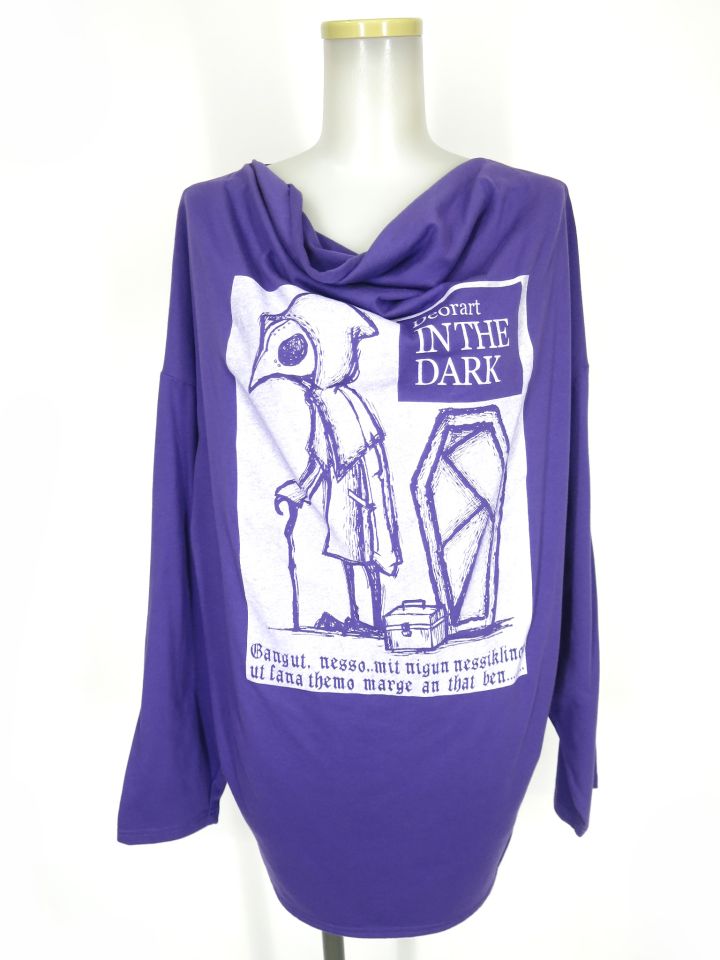 Deorart ドレープネック・プリント 長袖カットソー