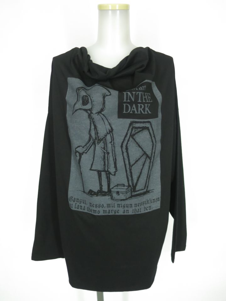 Deorart ドレープネック・プリント 長袖カットソー