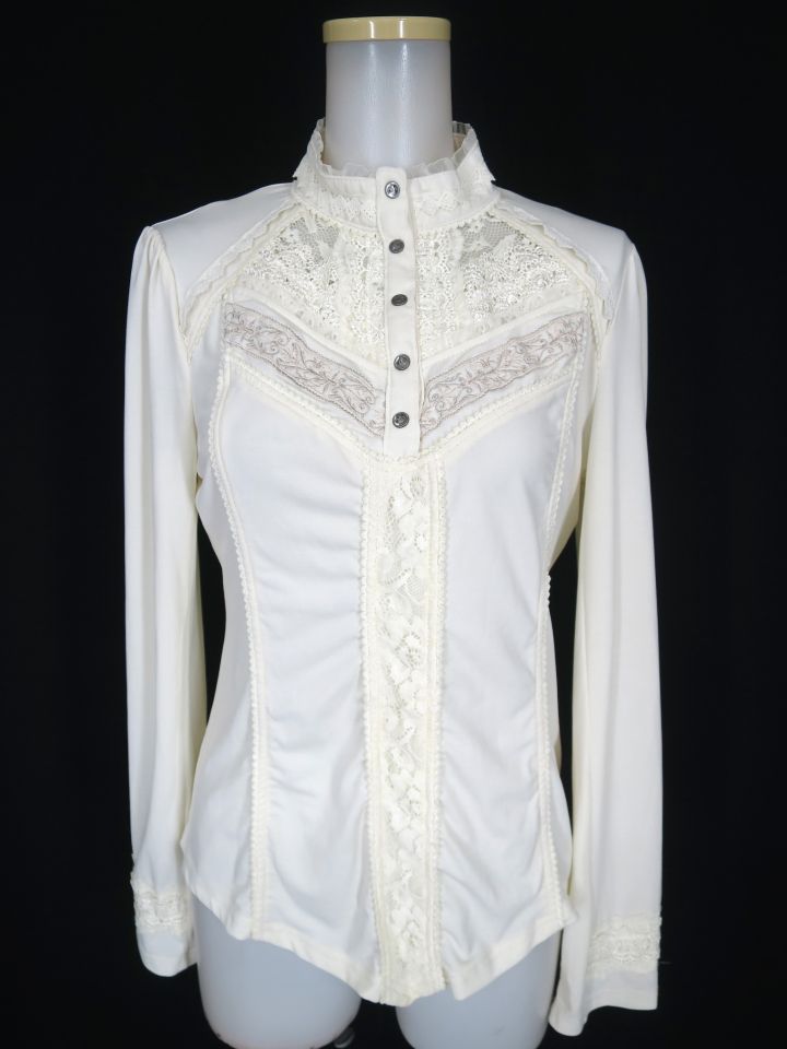 OZZ ONESTE 胸レース切替ハイネック長袖カットソー