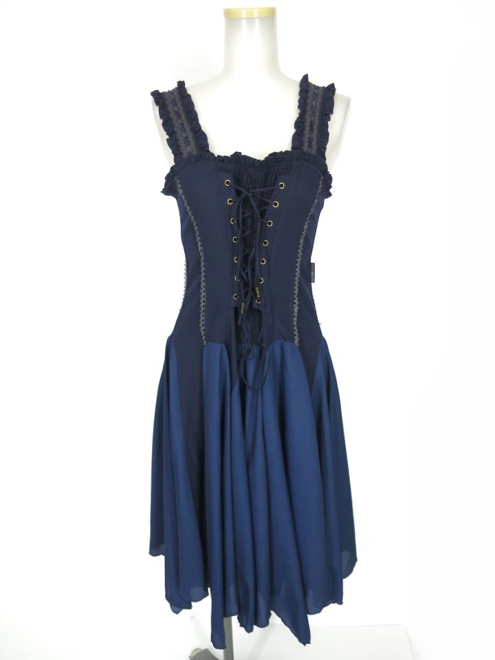 OZZ ONESTE 編み上げ付きバックフリルジャンパースカート