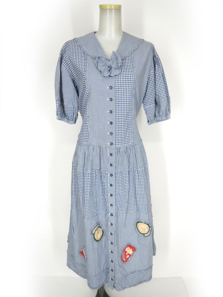 PINK HOUSE キューピーワッペン付きギンガムチェックワンピース