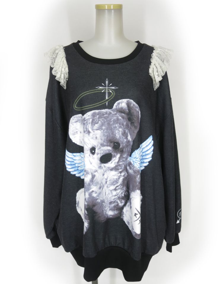 TRAVAS TOKYO 天使くま 肩レース付きトレーナー