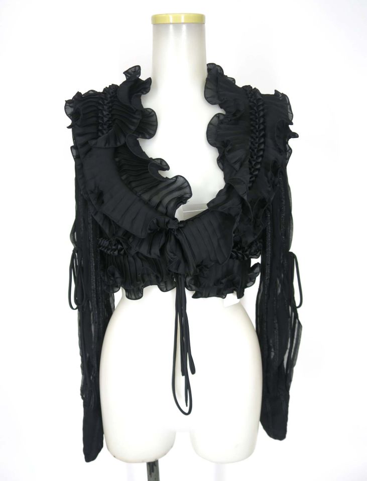 alice auaa フリル付きシースルーストライプボレロ