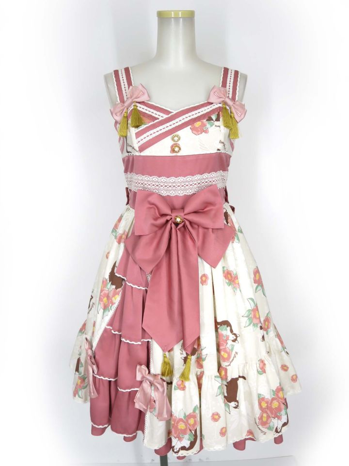 Metamorphose 椿爛漫〜ねこのかくれんぼ〜 フリルジャンパースカート & リボンクリップ & オーバーニーソックス セット...