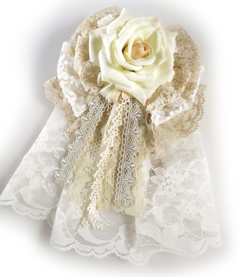 corgi-corgi ローズ＆レースコサージュクリップ