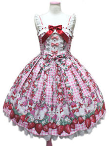 Angelic Pretty Ribbon Berry Bunnyジャンパースカート